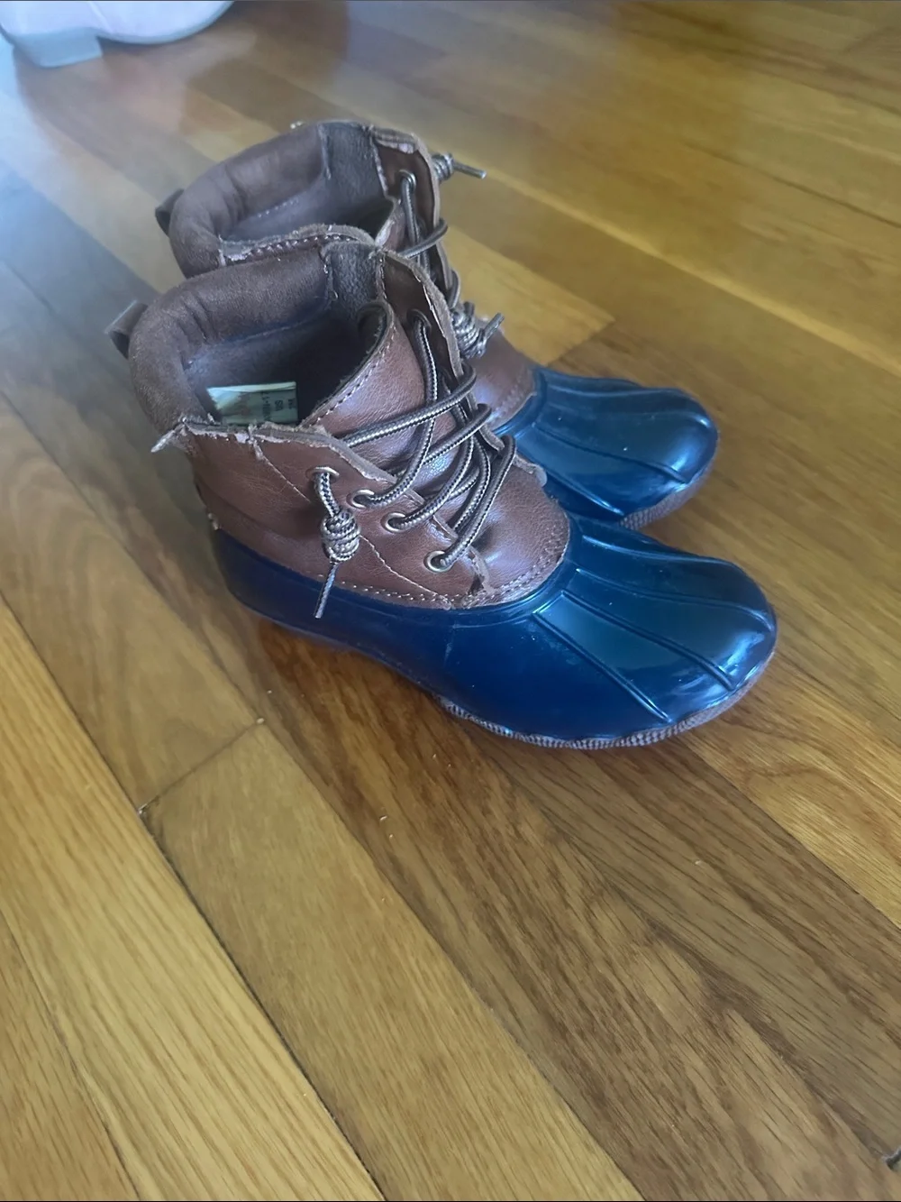 E-Land Kids Navy and Brown Waterproof Duck Boots - Lace-Up Rain & Snow